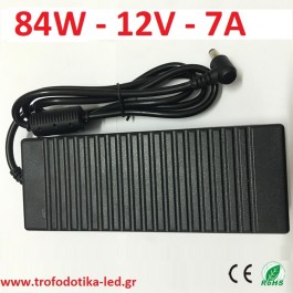Aντάπτορας AC / DC 12v - 7a - 84w για ταινία led - μετατροπέας ρέυματος AC~ 240v σε έξοδο dc 12v 